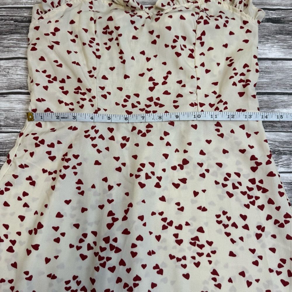 Heart Print Sweetheart Neck Tie Shoulder Dress Women’s Size S - Picture 9 of 13
